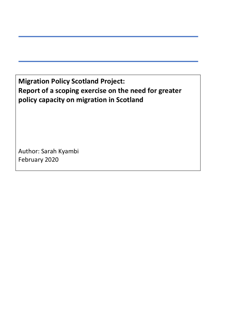 Front cover of Scoping Report: Migration Policy Scotland Project