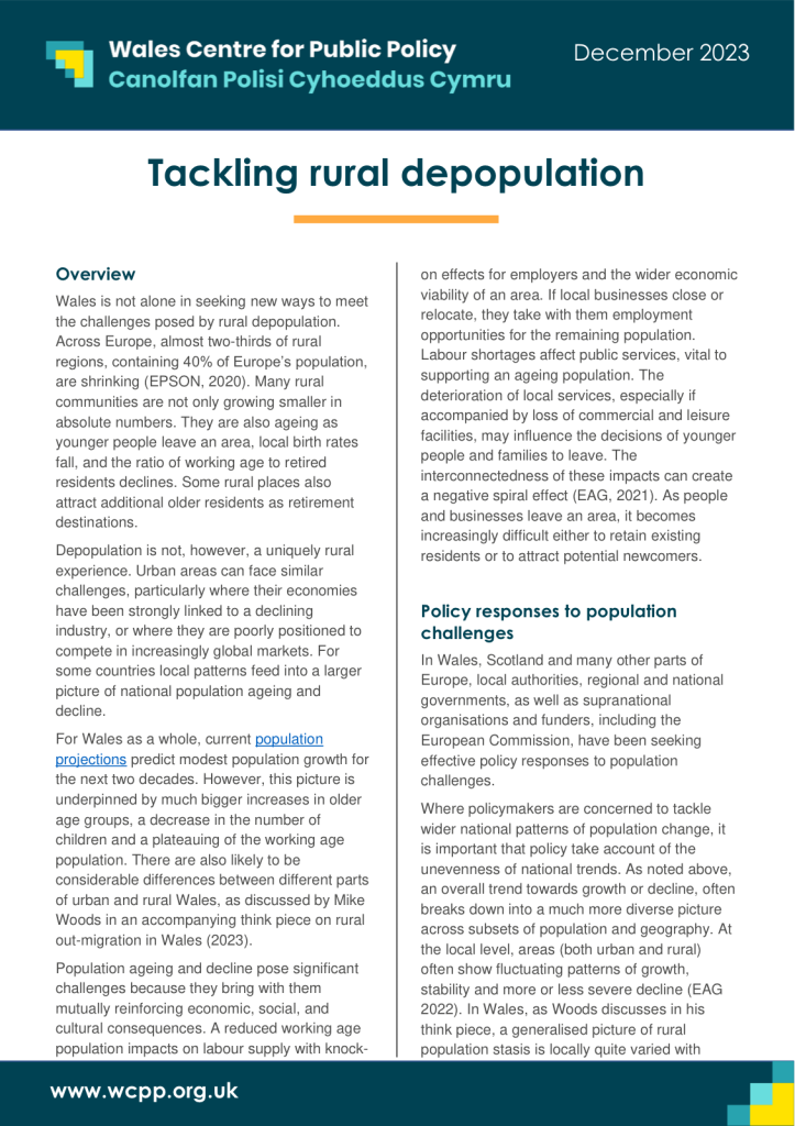 Front cover of Tackling rural depopulation